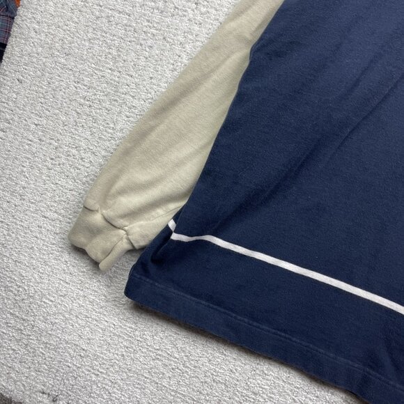 Nautica Blue Sail XL Mens Striped Long Sleeve Rugby Polo Shirt Color Block - Picture 3 of 12